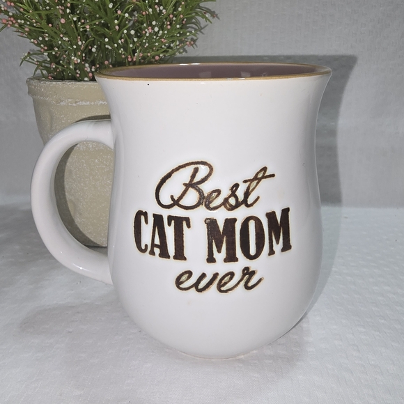 Spectrum Best Cat Mom Ever Mug White With Pink Inside Whimsy - Picture 1 of 7